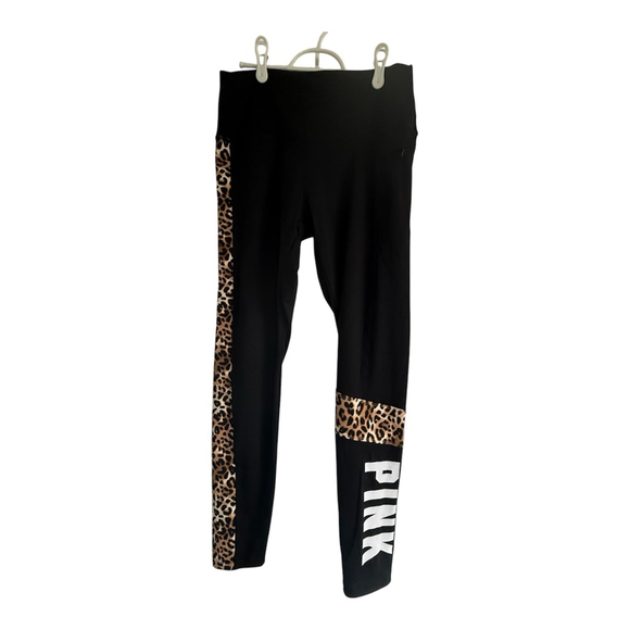 PINK Victoria's Secret Pants - Y2K PINK Victoria’s Secret Leopard Stripe Logo Active Leggings - Size Large
